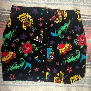 Betsy Johnson Graphic Button Up Skirt